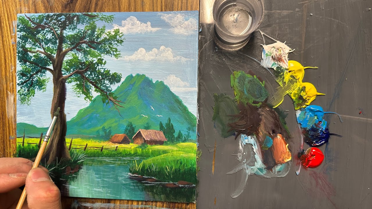 Learn to paint this Simple step by step landscape painting tutorial #art #acrylicpainting 