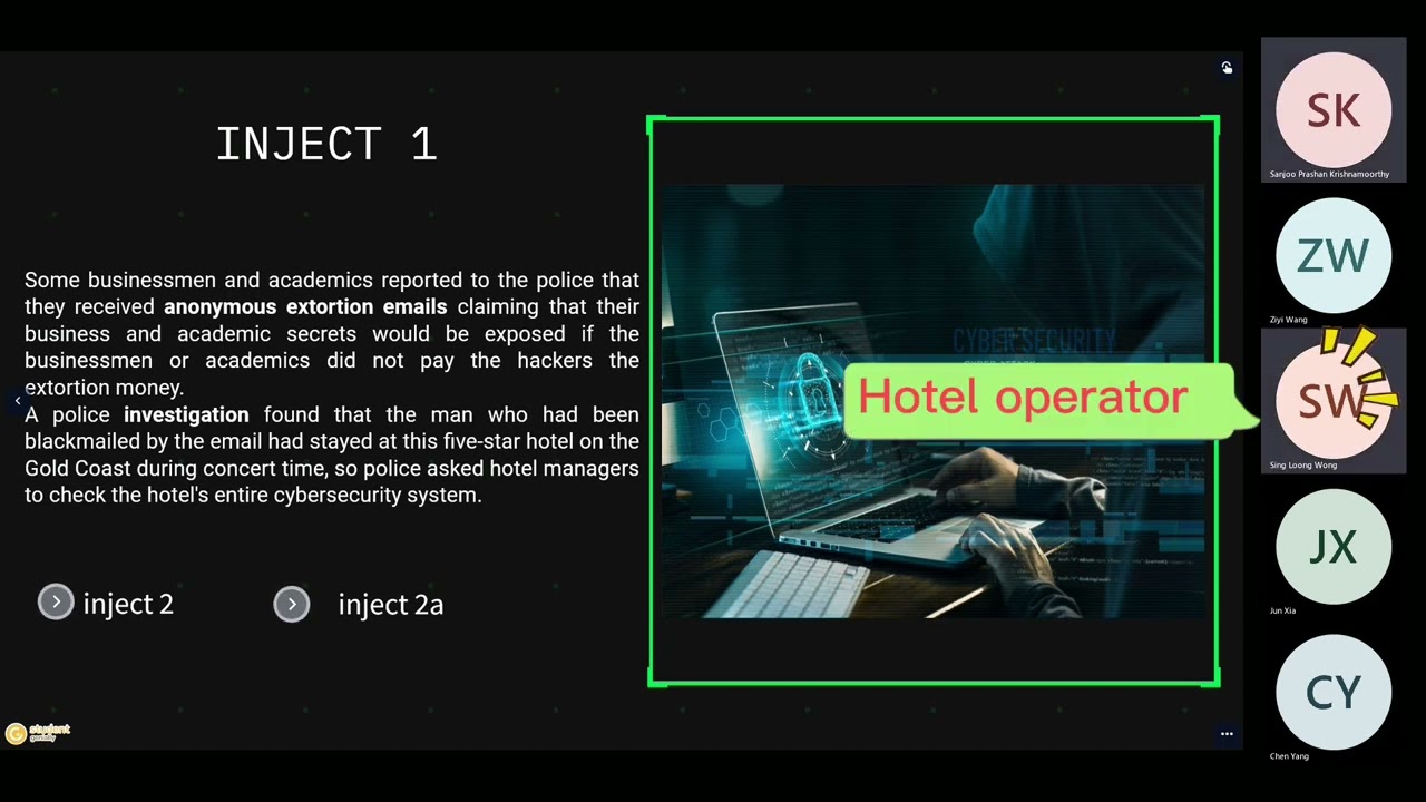 Cybersecurity tabletop exercise Hotel demo