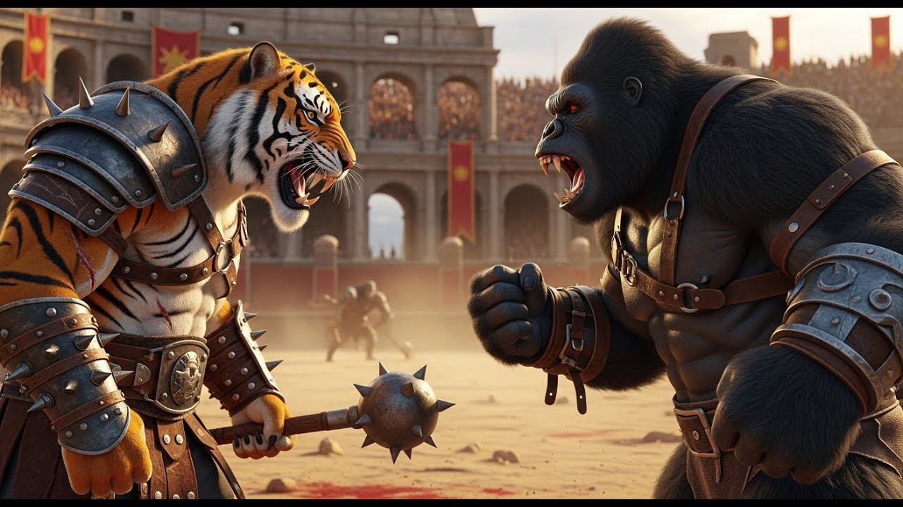 Gorilla Warrior Fights Deadly Tiger in Ancient Arena Battleground | Full Action Short Film