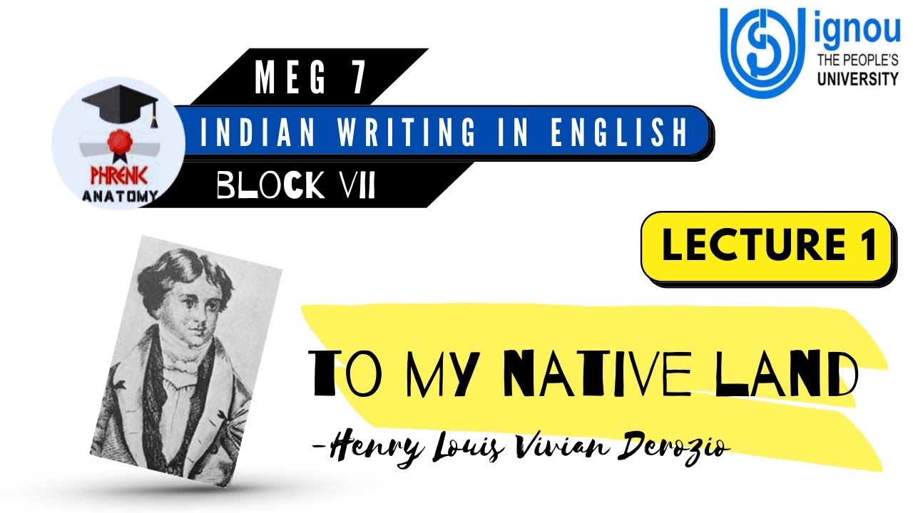 TO MY NATIVE LAND | Henry Louis Vivian Derozio | MEG 7 | INDIAN ENGLISH LITERATURE |L1 #meg #english