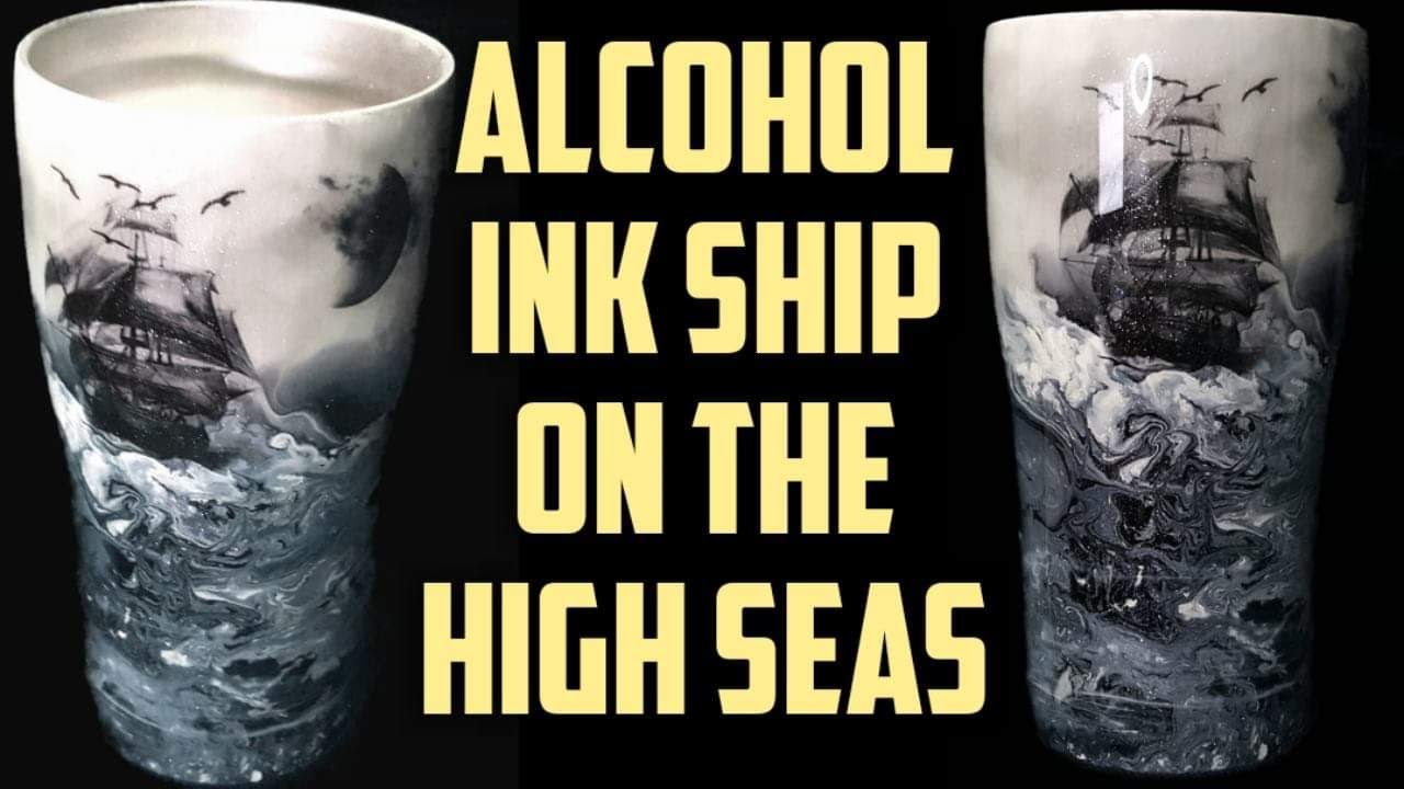 Alcohol Ink Ship on Stormy Sea - Custom Tumbler