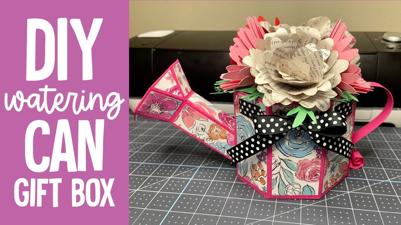 EASY Cardstock Flower Watering Can Box Made With Cricut | Mother's Day Gift Tutorial