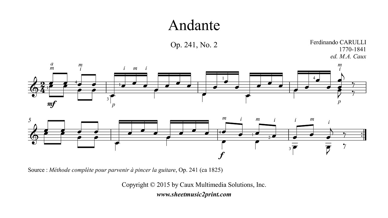 Carulli : Andante in C Major, Op. 241, No. 2