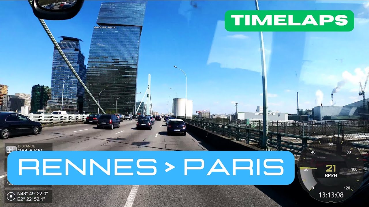 RENNES à PARIS BERCY en Volvo 9700 (Timelaps 4k)