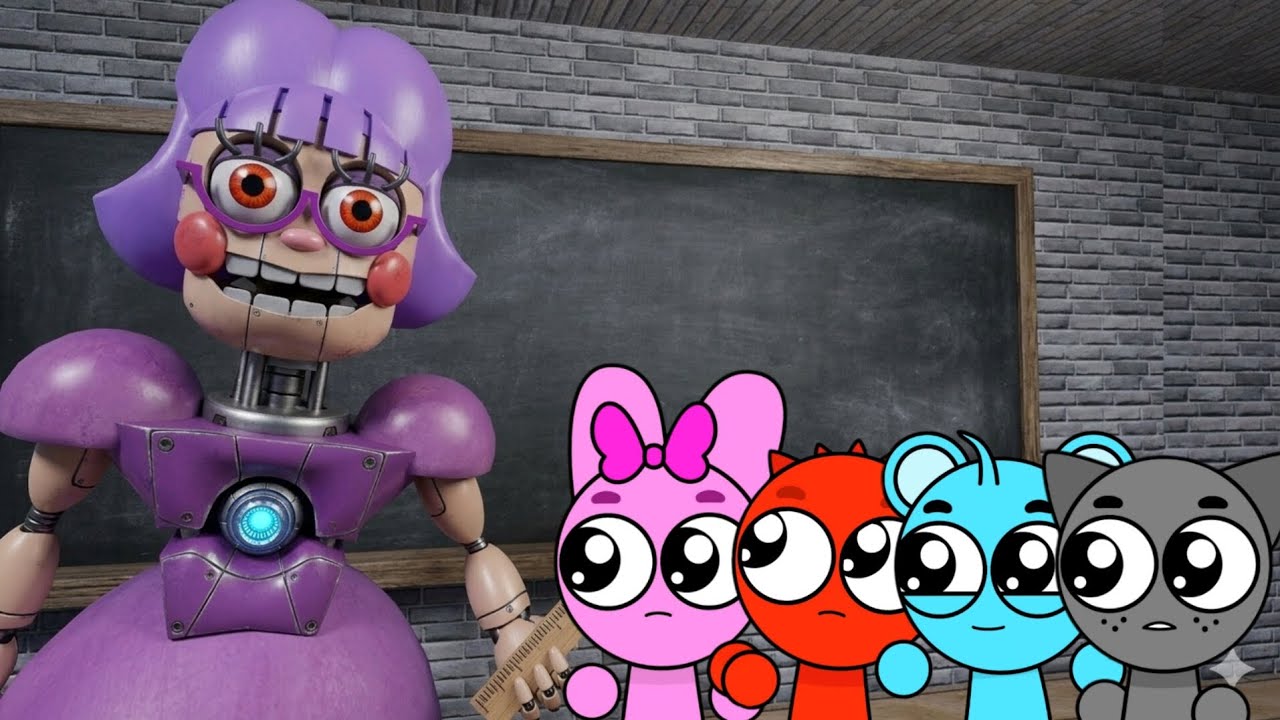 Sprunki Baby Pinki, Raddy, Sky & Gray Played Escape Miss Ani-Tron's Detention Obby in ROBLOX 