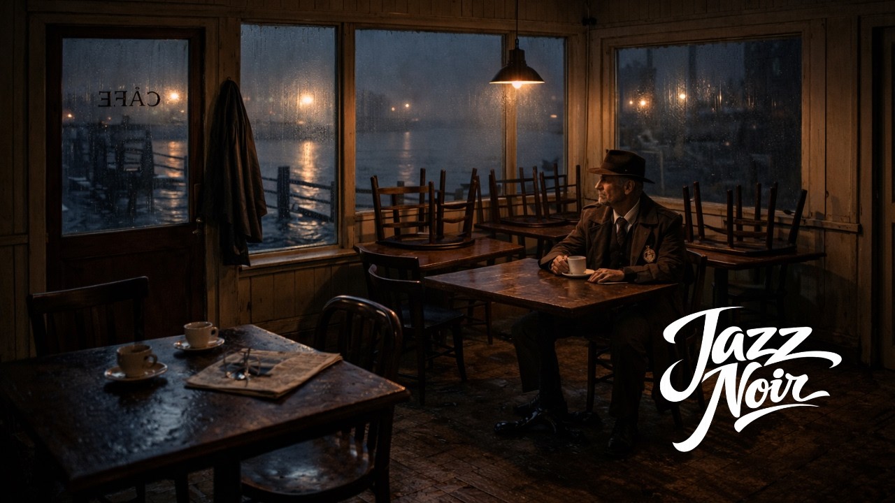 Closing Time Café Noir — 5 Hours of 1940s–1950s Jazz for Focus & Unwind | Rain on the Windows