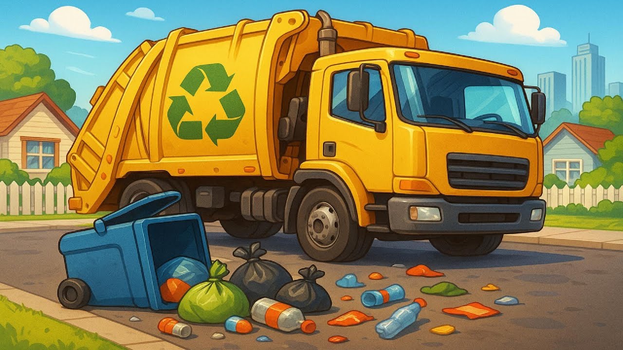 Cleaning the City Streets 🧹 – Garbage Truck at Work | Construction Vehicles Story