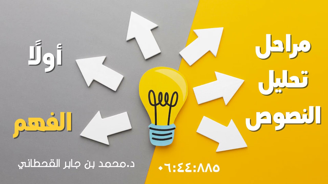 مراحل تحليل النصوص [1] أولا: مرحلة الفهم د.محمد القحطاني