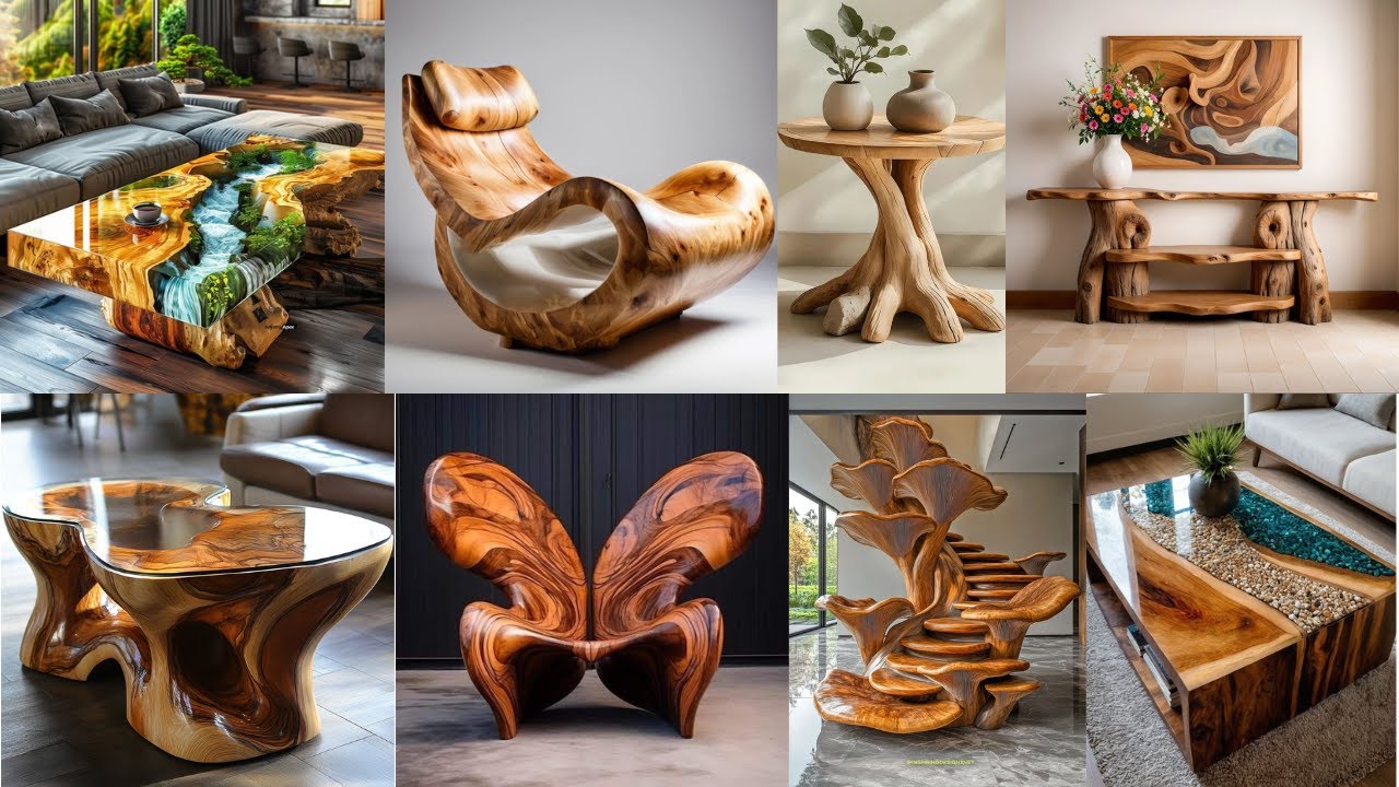 Naturally Crafted Chairs & Tables: The Living Room of the Forest #homedecor #woodscraft #home #wood