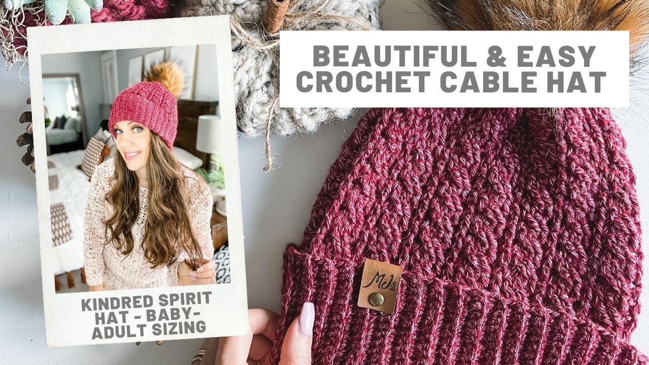 Crochet Baby Hat Pattern - Kindred Spirit Cabled hat tutorial in 3-6mth size