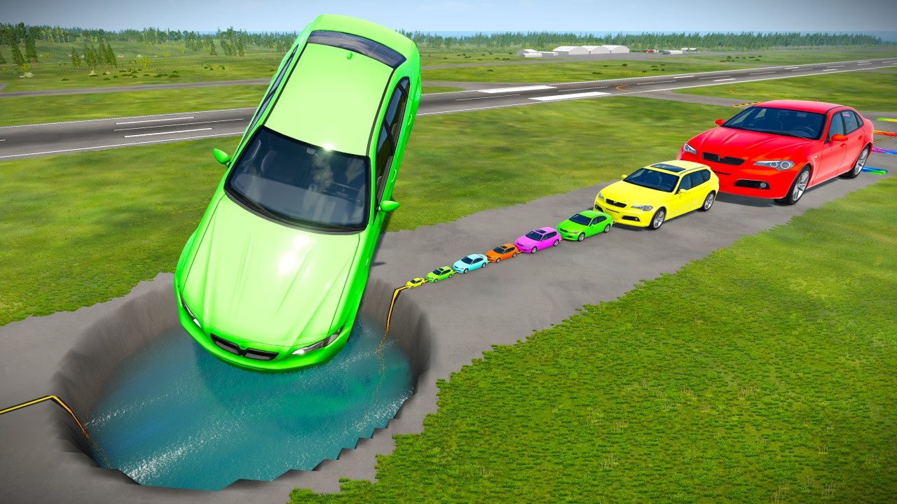 БОЛЬШИЕ И МАЛЕНЬКИЕ МАШИНЫ против ГИГАНТСКОЙ ЯМЫ #391 💥🔥 – BeamNG.drive Летайте, BeamNG!