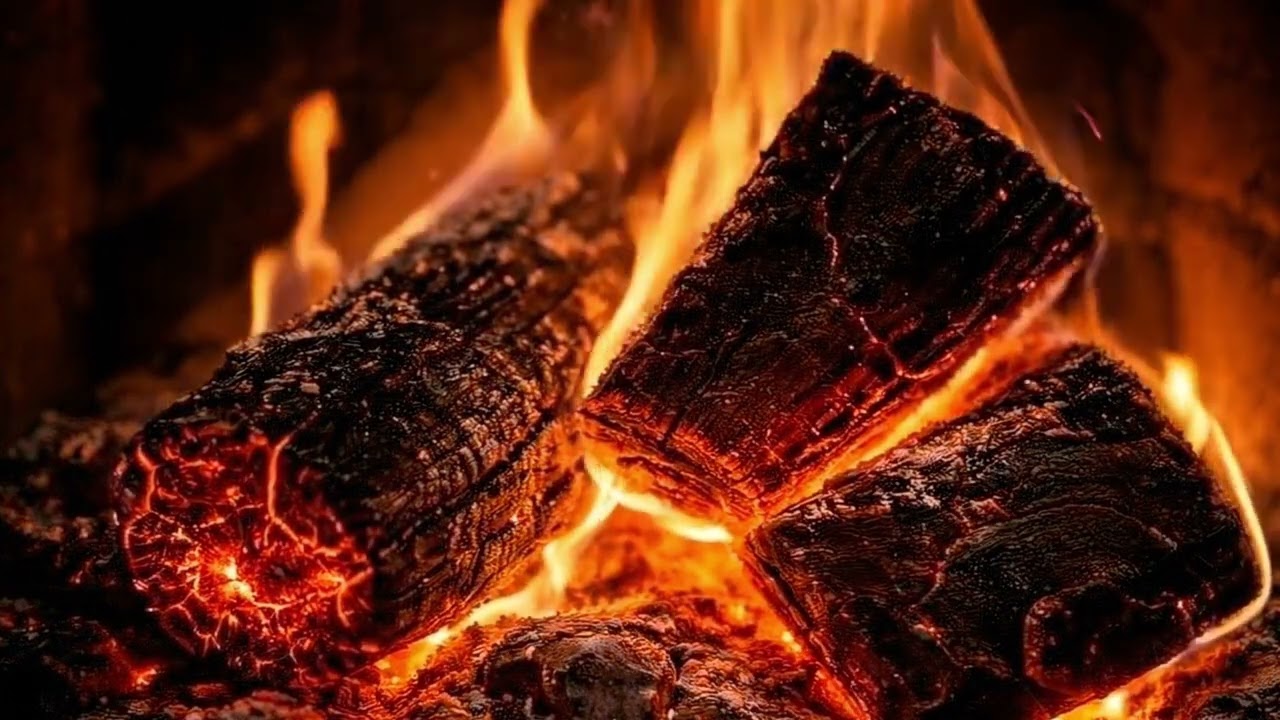 Ultra HD 4K Fireplace With Crackling Sounds. Burning Fireplace. Cozy Ambience 2 hours