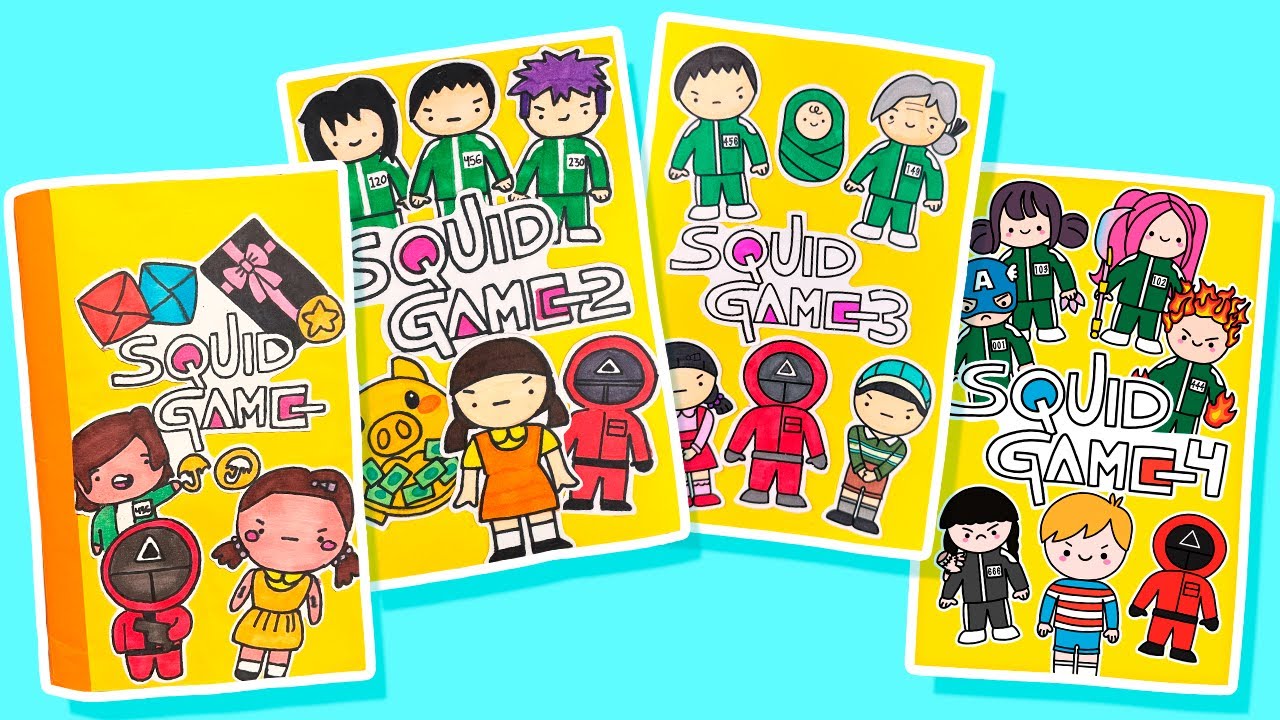 HAZ UN LIBRO PARA JUGAR - JUEGO DEL CALAMAR (1, 2, 3 Y 4) | DIY SQUIDGAME GAMEBOOKS