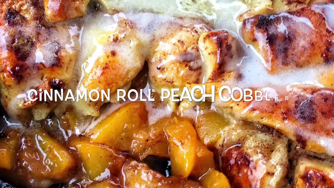 Quick and easy cinnamon roll peach cobbler !!