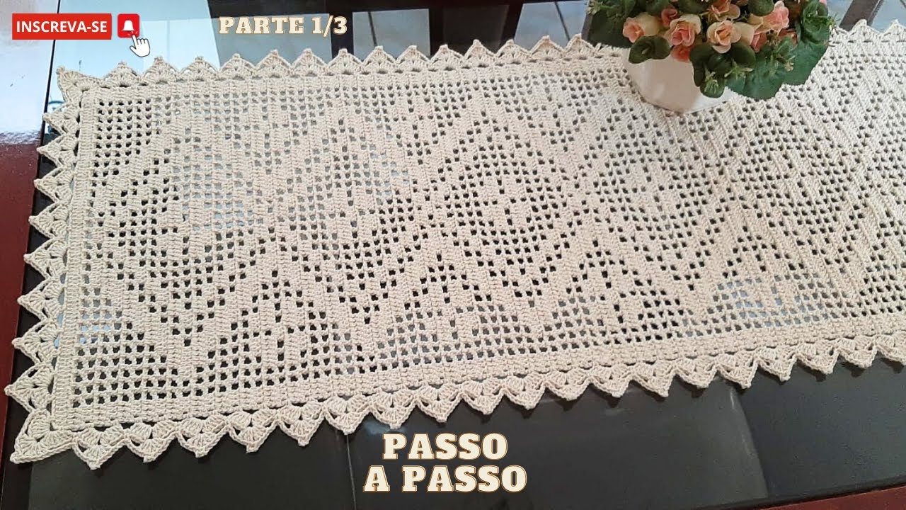 CAMINHO DE MESA SINTONIA EM CROCHÊ FILÉ/TRILHO DE MESA-LINDO,FÁCIL DE FAZER-1/3 #semprecirculo