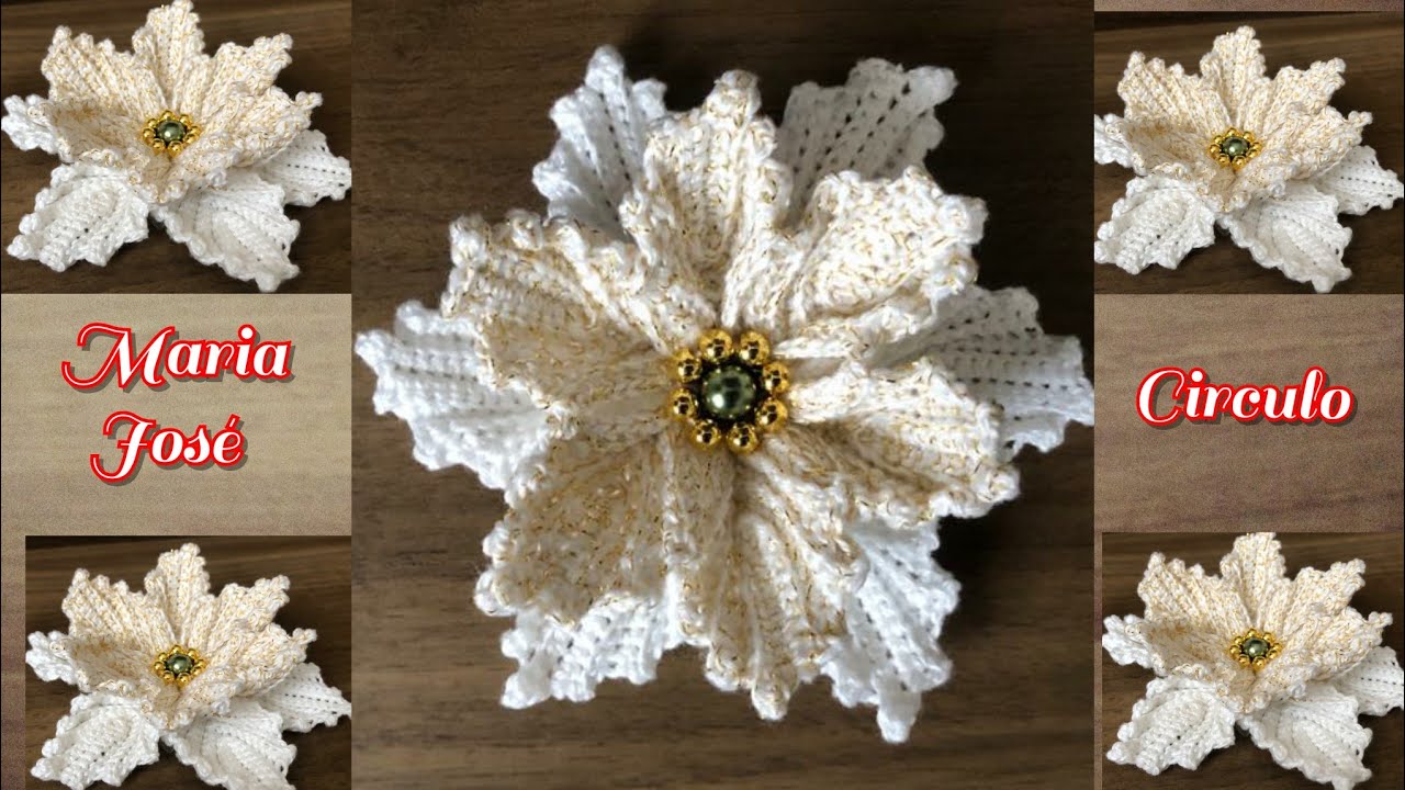 Flor  lua em crochê com Maria José.