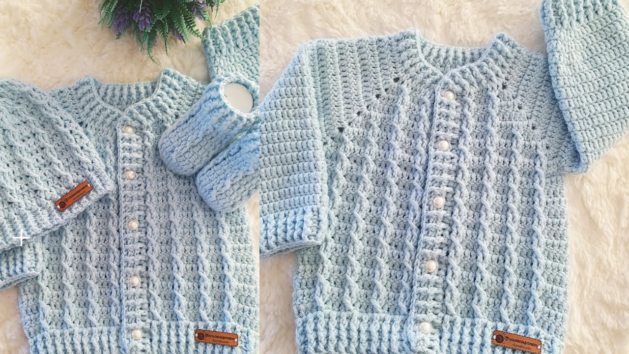 TIĞ İŞİ BEBEK HIRKASI/BURGU MODEL/STITCH BABY SWEATER/HIRKA MODELLERI/KOLAY HIRKA MODELİ