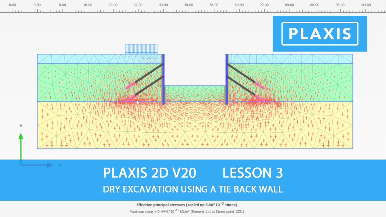 Plaxis 2D V20: Lesson 3 Dry Excavation Using a Tie Back Wall