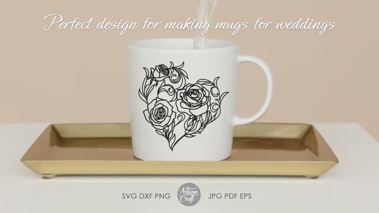 Heart of roses hand drawn SVG cut file and PNG for sublimation #weddingplanning