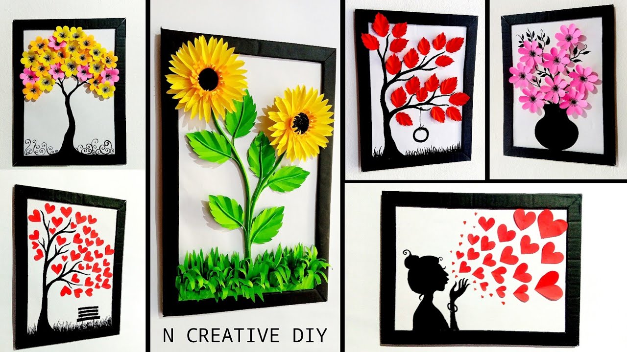 6 Home decor ideas | Paper flowers wall hanging | Paper wall decoration | Paper craft wall hanging