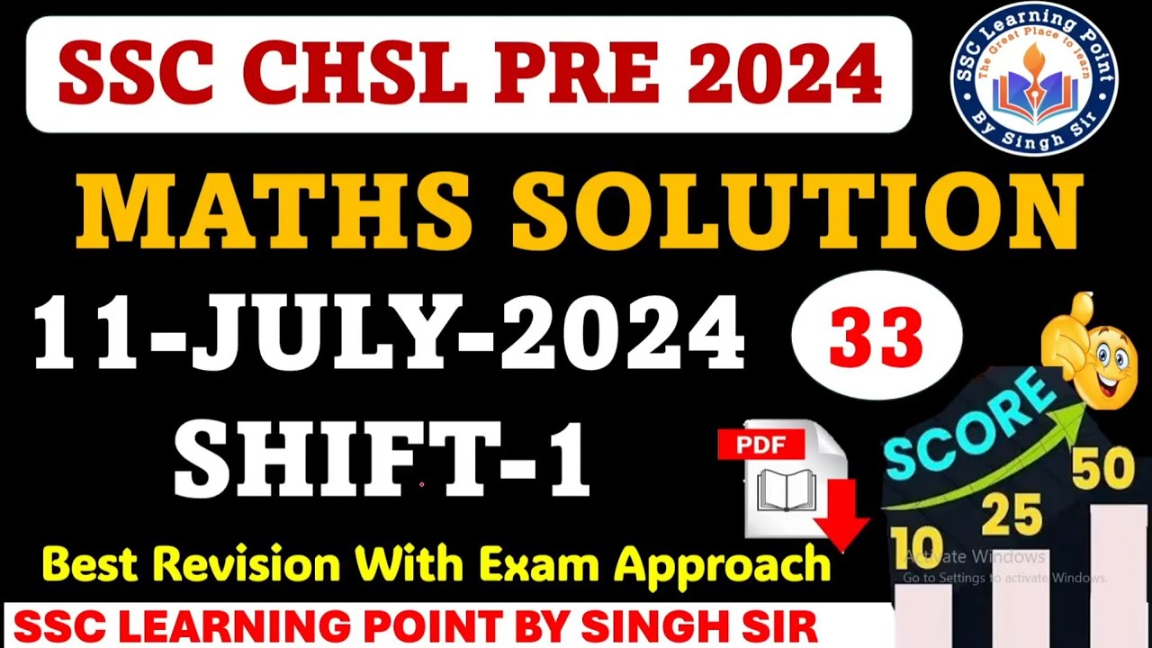 SSC CHSL Tier-1 2024 || CHSL (11 July 2024, Shift-1) Math Solved Paper by Singh Sir || #chsl2024