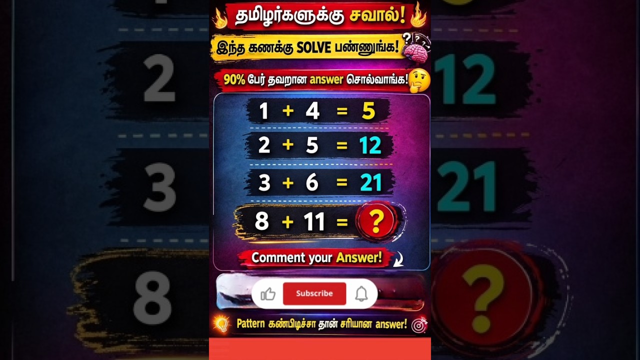 ஒரே ஒரு Maths Pattern Puzzle 😲 | Solve பண்ண முடியுமா? | Live Challenge