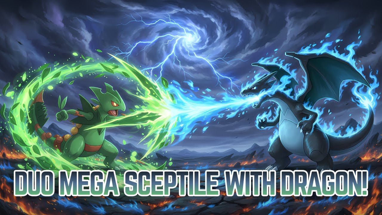 DUO! Mega Sceptile CRASHED by Mega Charizard X Dragon Power!