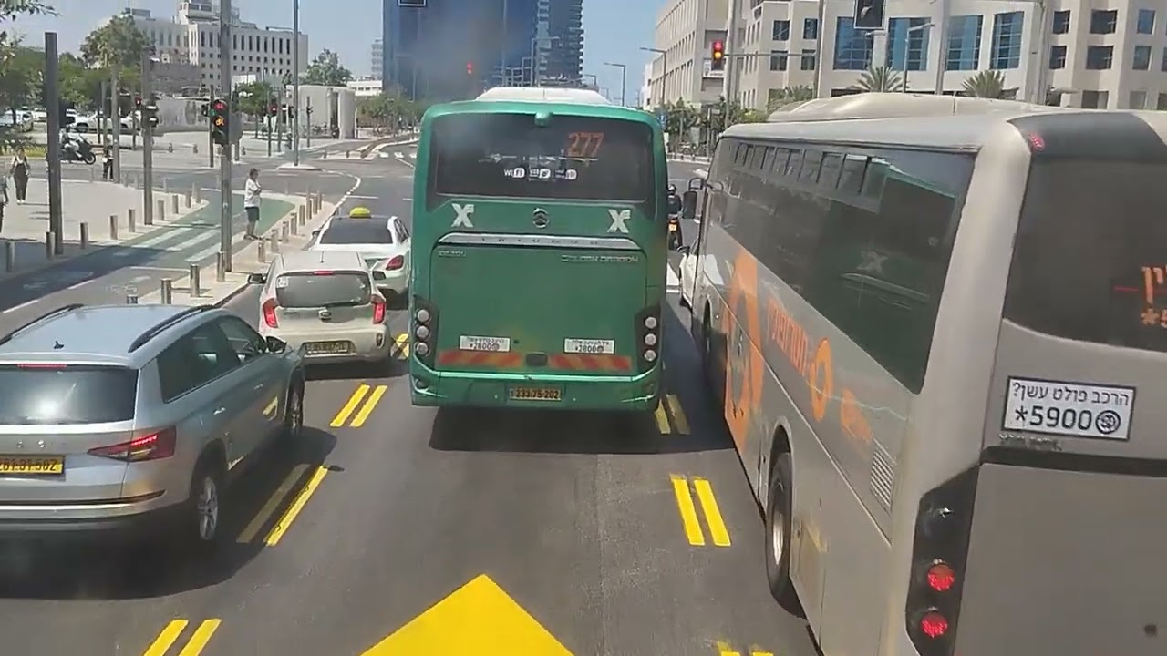 נסיעה באוטובוס הקומתיים של אגד בקו 190 מתל אביב לראשון לציון Ride on double decker bus line 190