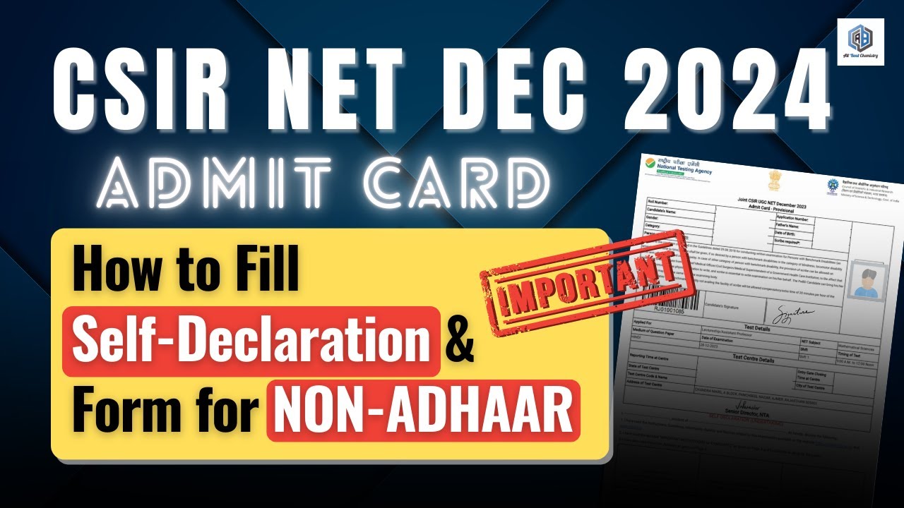 How to Fill CSIR NET Self-Declaration & Non-Aadhaar Section Correctly | Avoid These Mistakes
