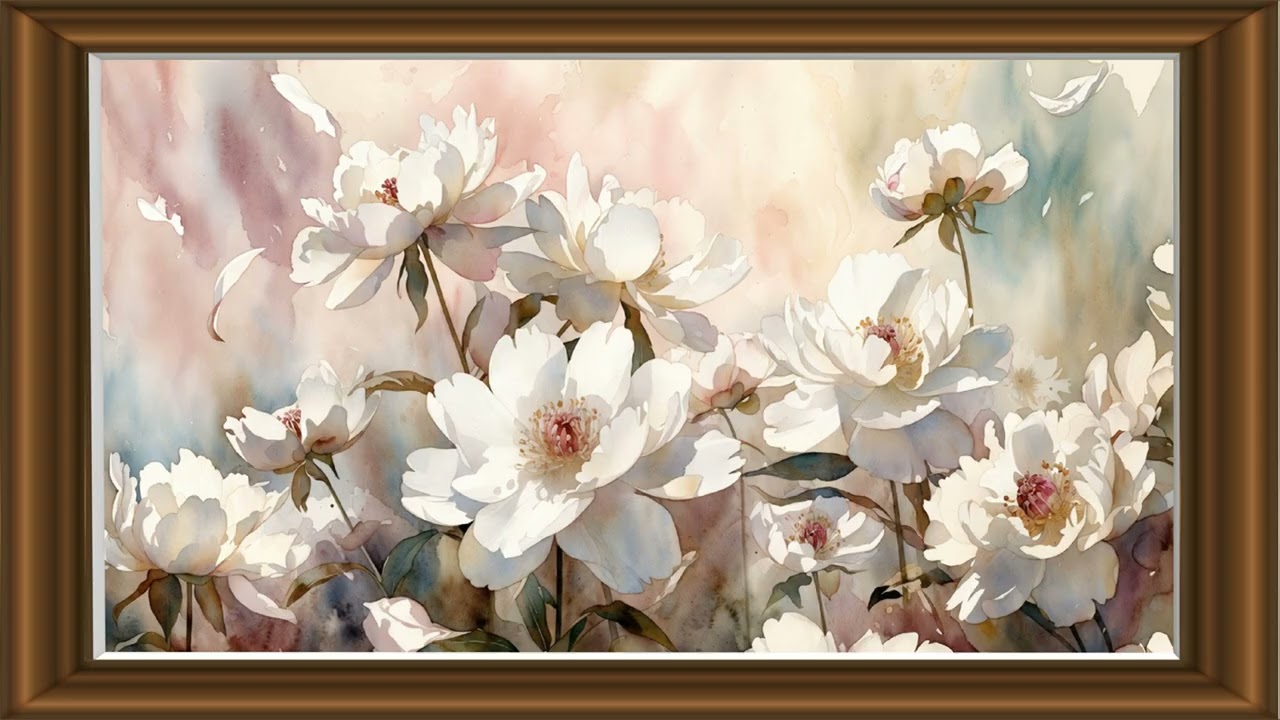 white flowers art tv frame  | TV Frame STATION
