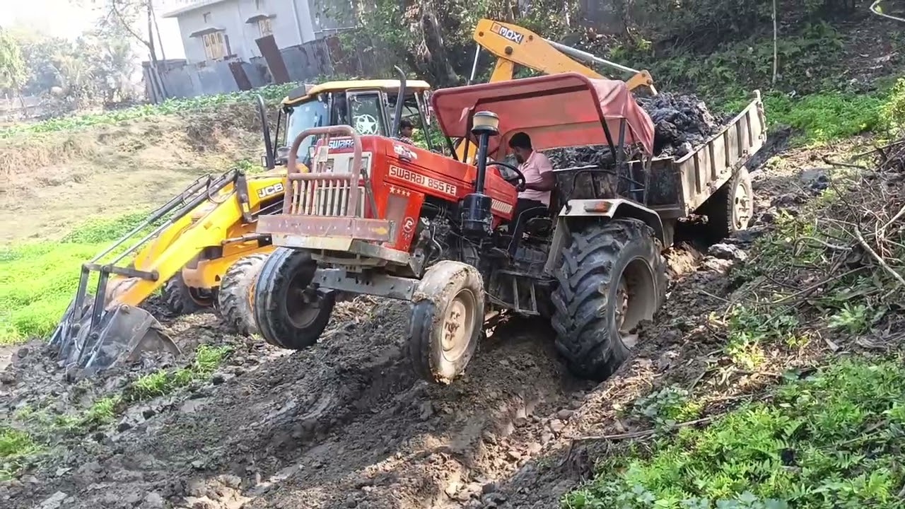 The old Swaraj 855 FE tractor is unable to pull the load forward;it's only popping wheelies#trending