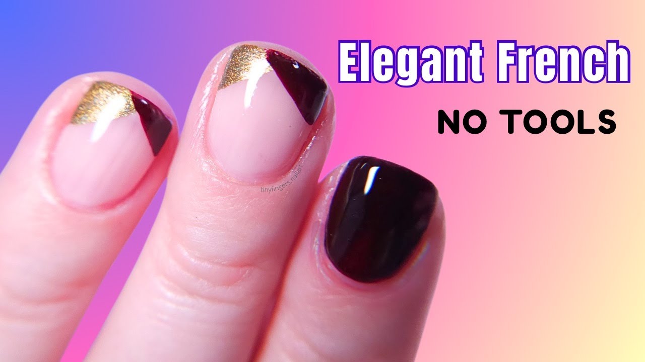 Elegant French nails No tools! - How to do this easy nail art at Home with regular polish