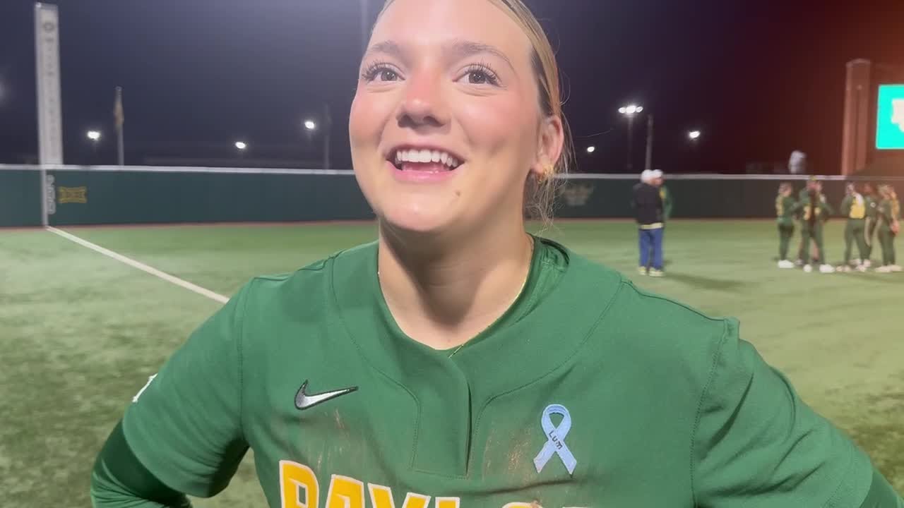 Kaygen Marshall reacts to her clutch performance in Baylor softball's win over Wichita State