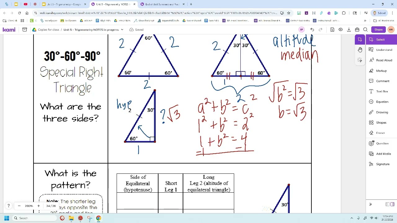 Unit 5 Lesson 8 - Special Right Triangles & Similar Triangles