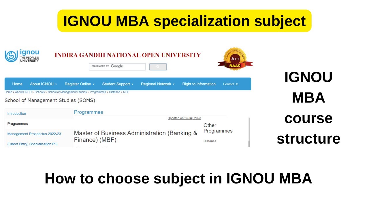 IGNOU MBA course structure | How to choose subject in IGNOU MBA | IGNOU MBA specialization subject