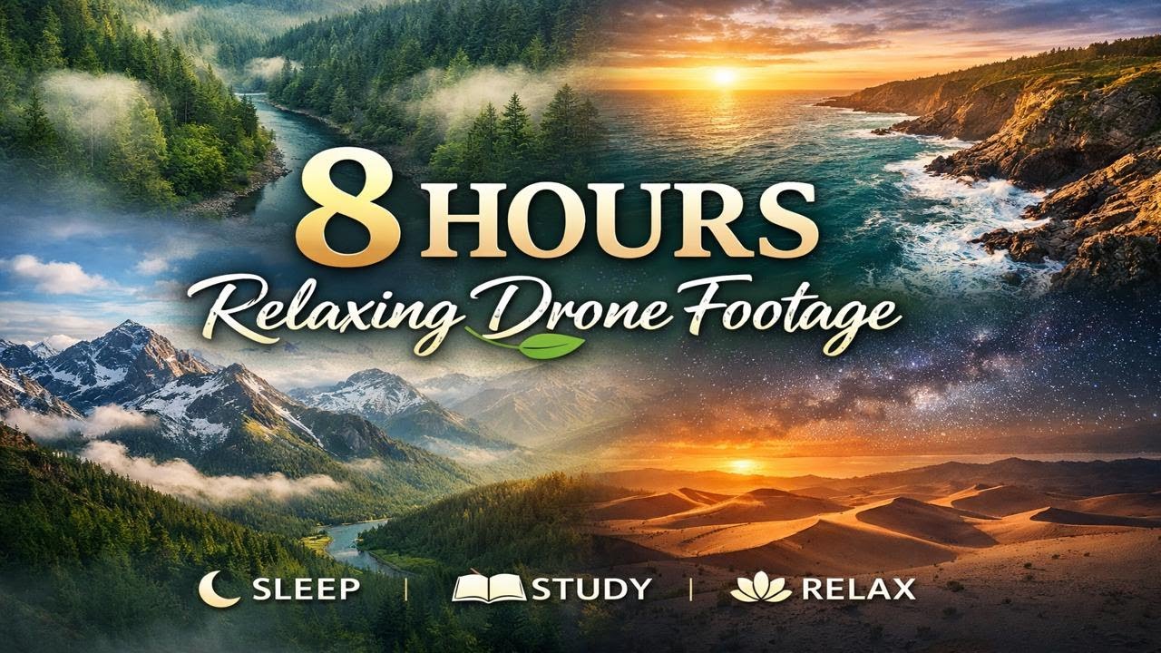 8 Hours of Relaxing Drone Footage 🌿 Peaceful Nature Landscapes for Sleep, Study & Stress Relief