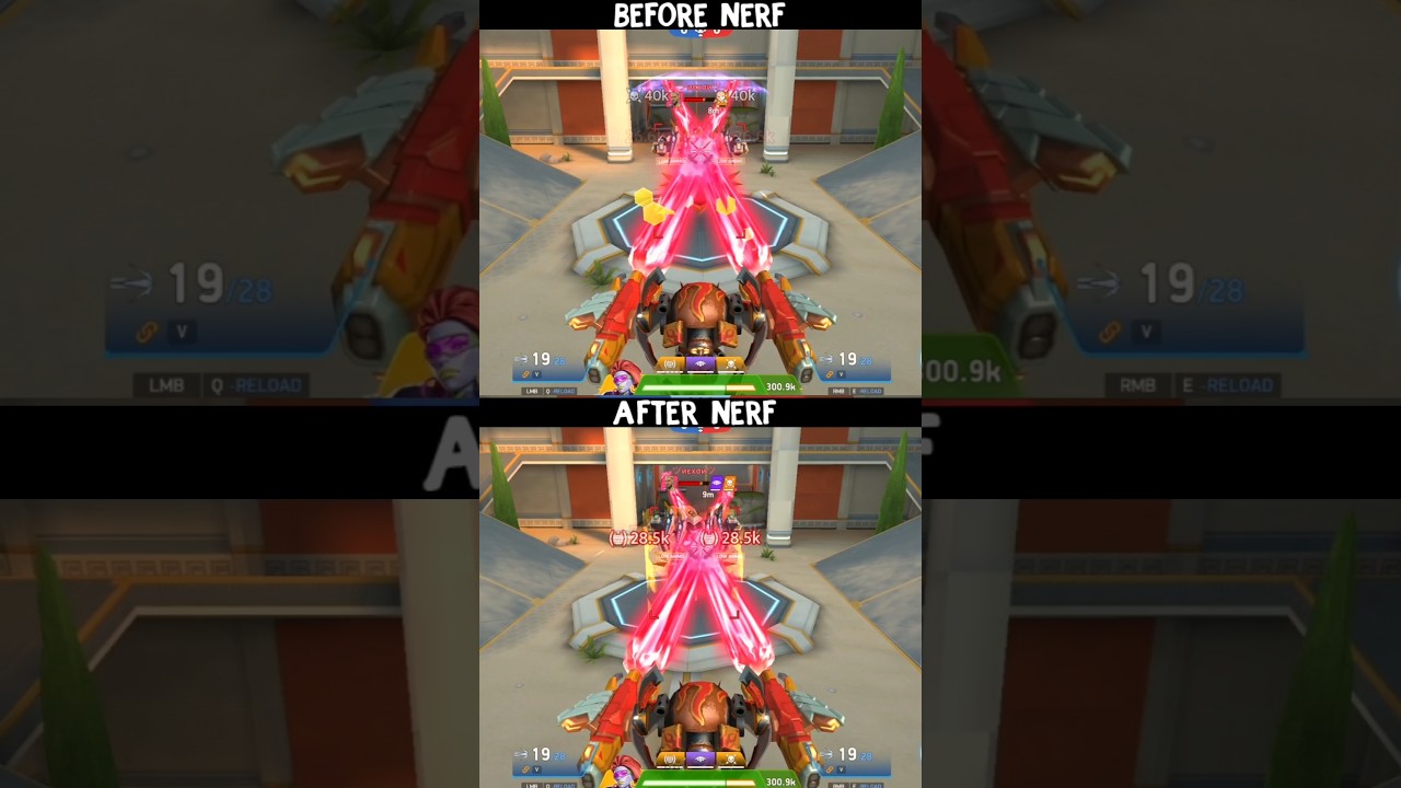 BURROW BEAM NERF COMPARISON BEFORE AND AFTER #mecharena #mecharenaofficial