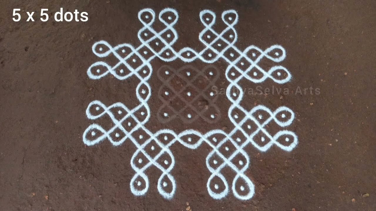 Small kambi kolam | 5 x 5 dots sikku kolam episode 6 | new design rangoli | SathyaSelva Arts