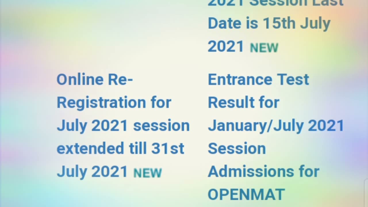 IGNOU #LAST DATE EXTENDED FOR FRESH ADMISSION&RE&ndash;REGISTRATION FOR JULY 2021