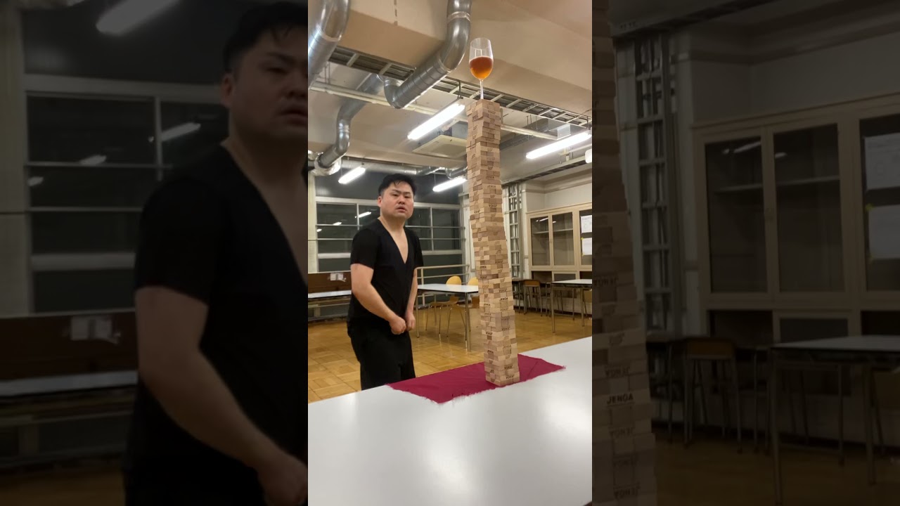Jenga tablecloth pull on a part of the body