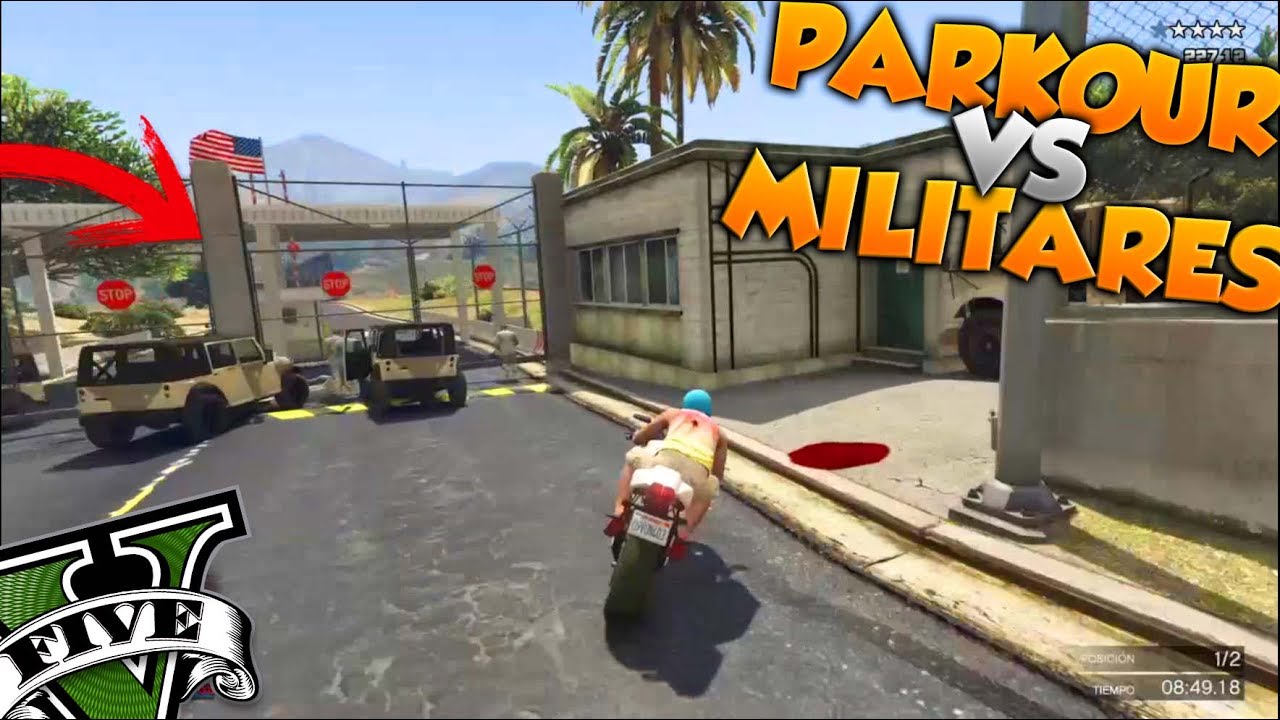 PARKOUR CONTRA LOS MILIATRES!|MOTO PARKOUR|GTA5 PS4 ONLINE