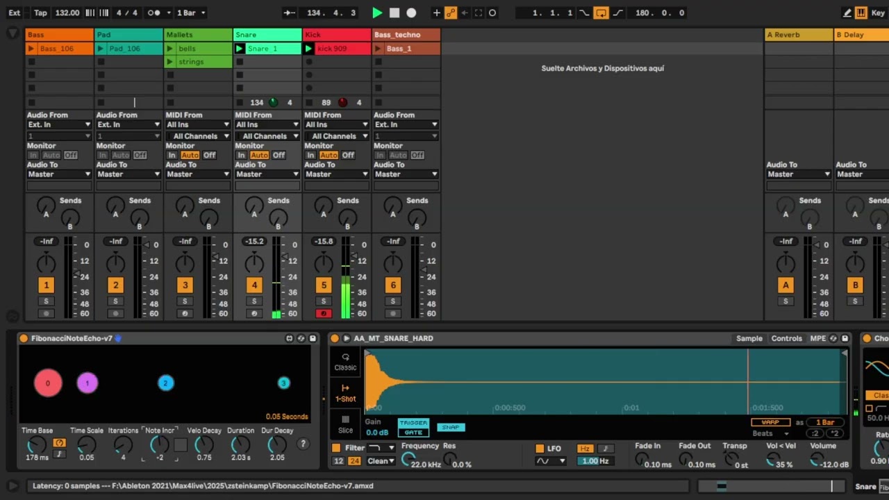 M4L device - Fibonacci Note Echo by zsteinkamp