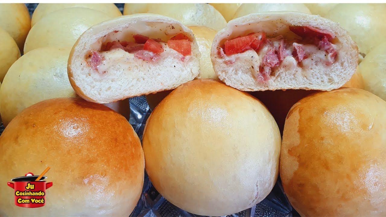 PAO DE BATATA RECHEADO COM CALABRESA E QUEIJO/ PAOZINHO DE BATATA