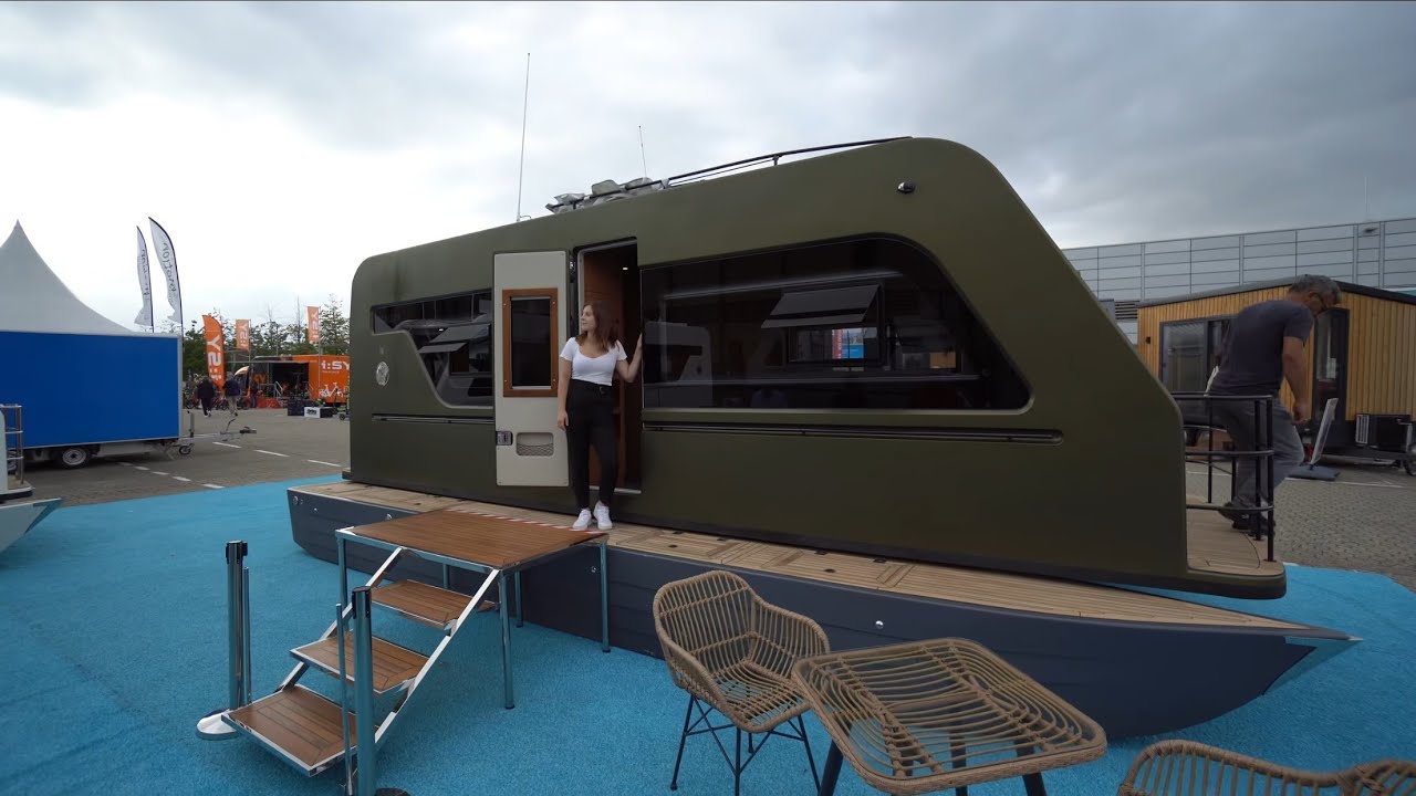 Luxus-Wohnwagen wird in 5 Minuten zum Luxus-Hausboot. Einfahrbare Kufen. Caracat.