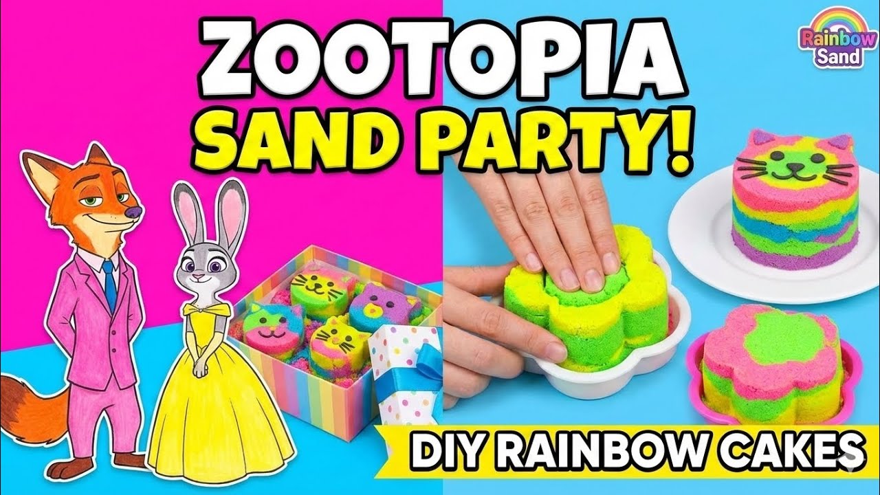 Making Zootopia Animal Cakes with Rainbow Sand! 🐰🦊 (DIY Hindi) || 