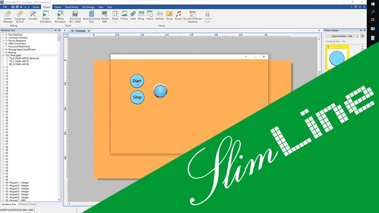 Utilizzare SlimLine - Collegamento a un HMI