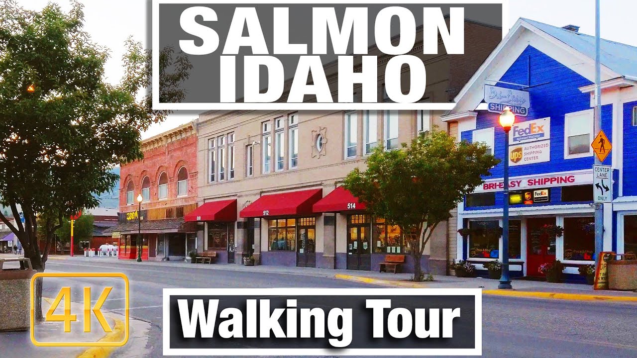 4K City Walks - Exploring Salmon, Idaho - Small Town - Virtual Walking Trails for Treadmill Scenery