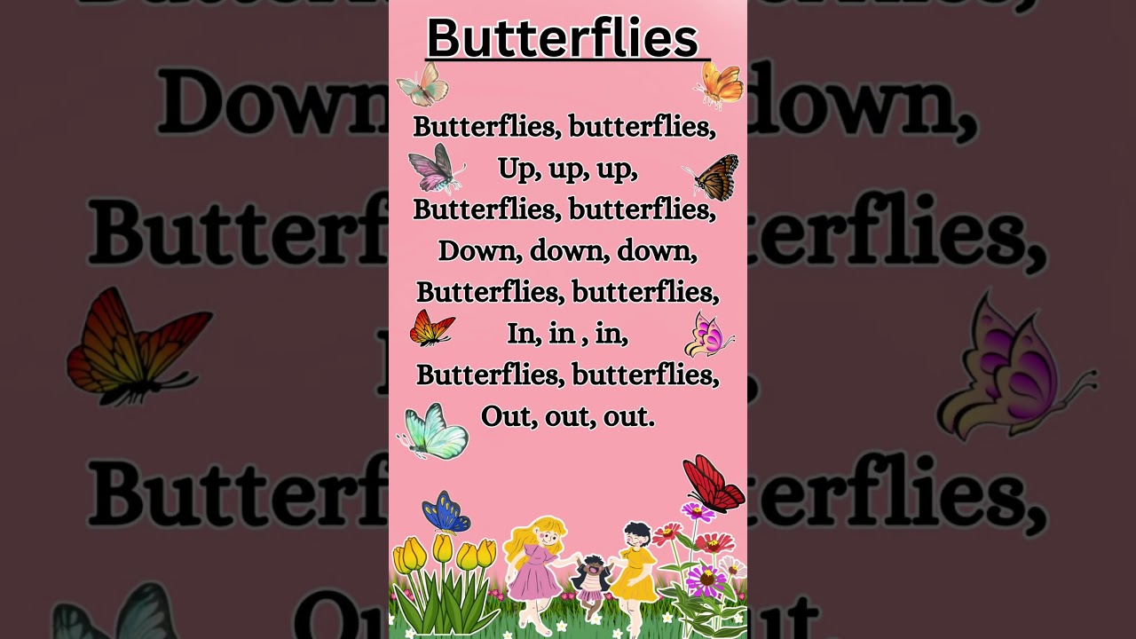 Butterflies 🦋 | English Poem for Kids | Poem in English for Kids | Poems | Kids Poems 👧👦 #shorts