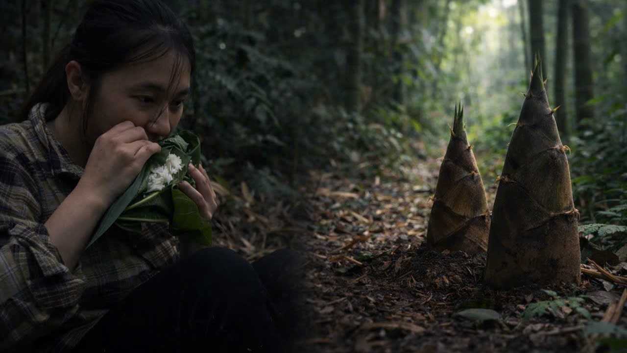 Single mother braves deep forests for bamboo shoots, struggling to survive