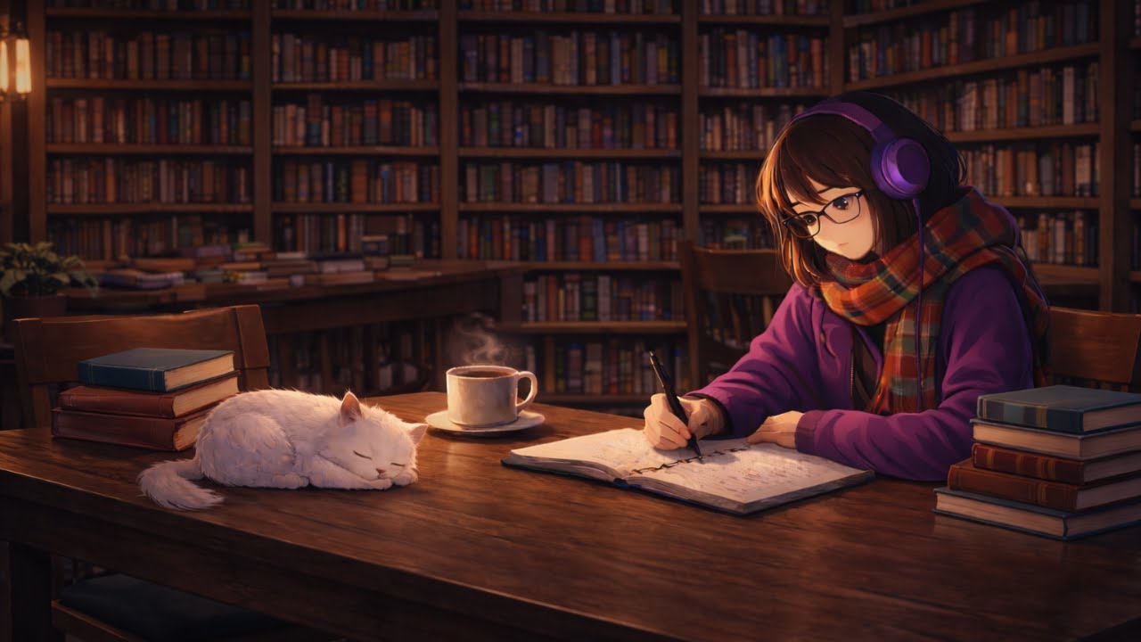Cozy Library Lofi ☕📚 | 2 Hours Study, Focus & Relax